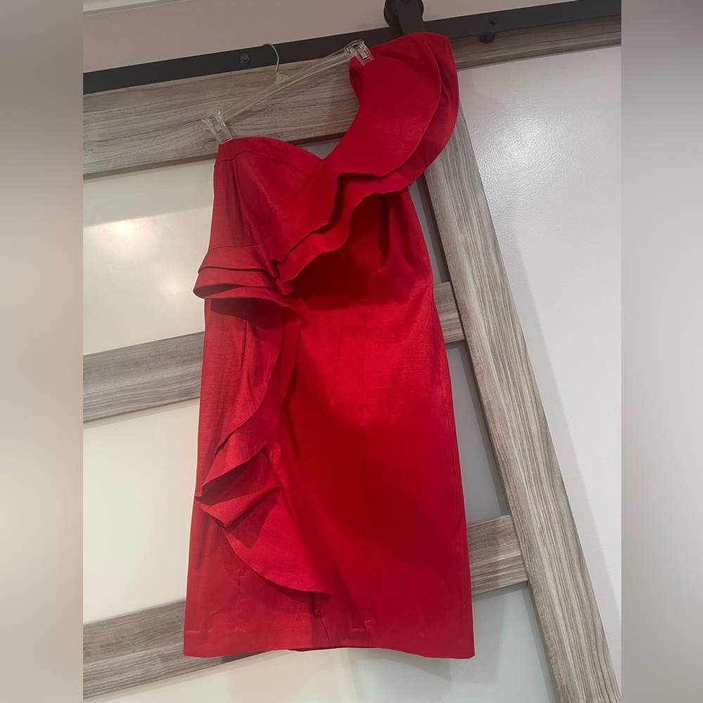 Elegant Red Ruffle Dress